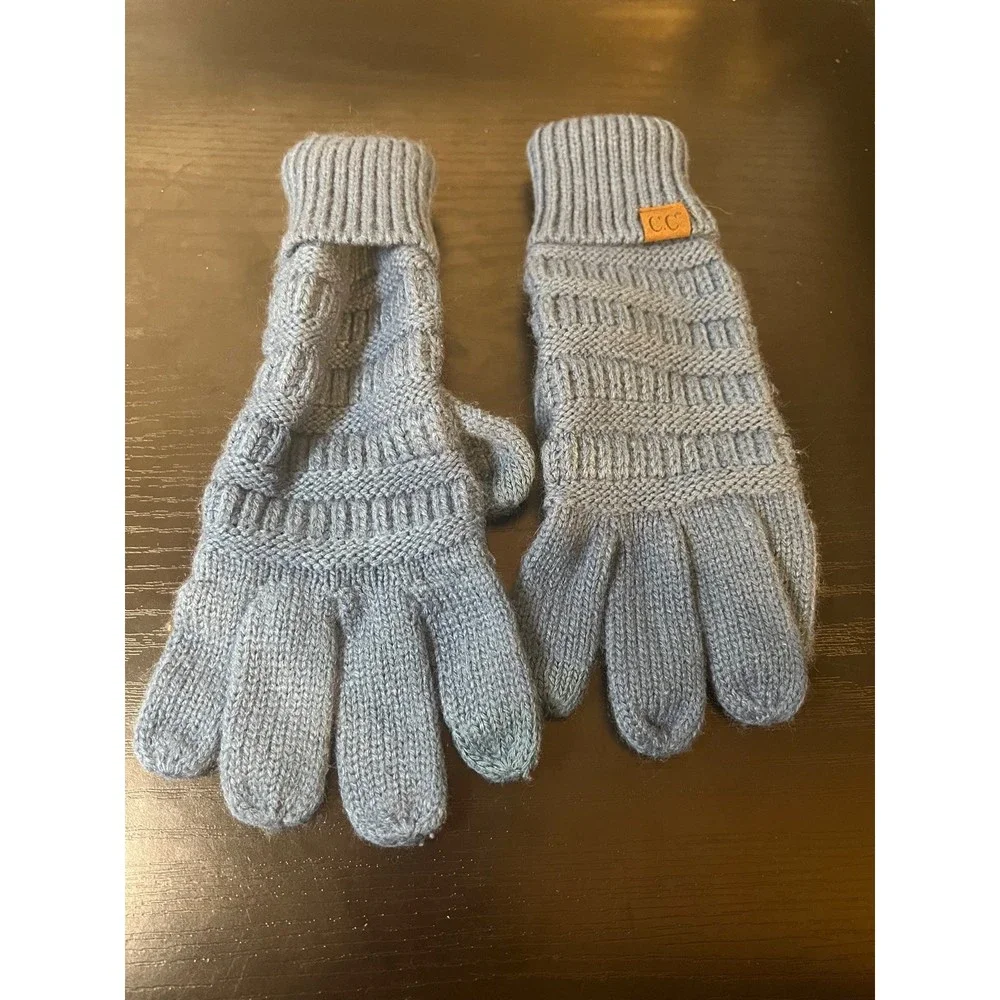 CC Blue Knit Gloves